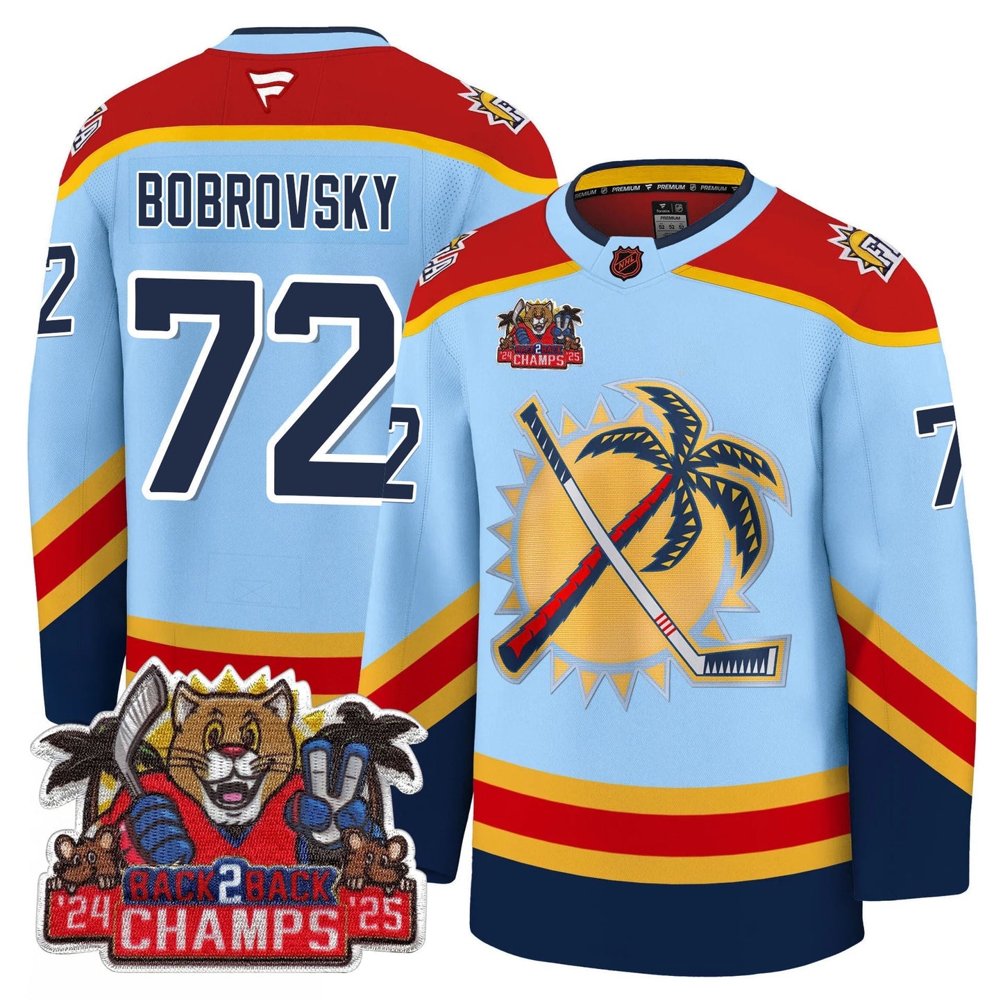Men's Florida Panthers 2025 Stanley Cup B2B Champions Jersey - All Stitched