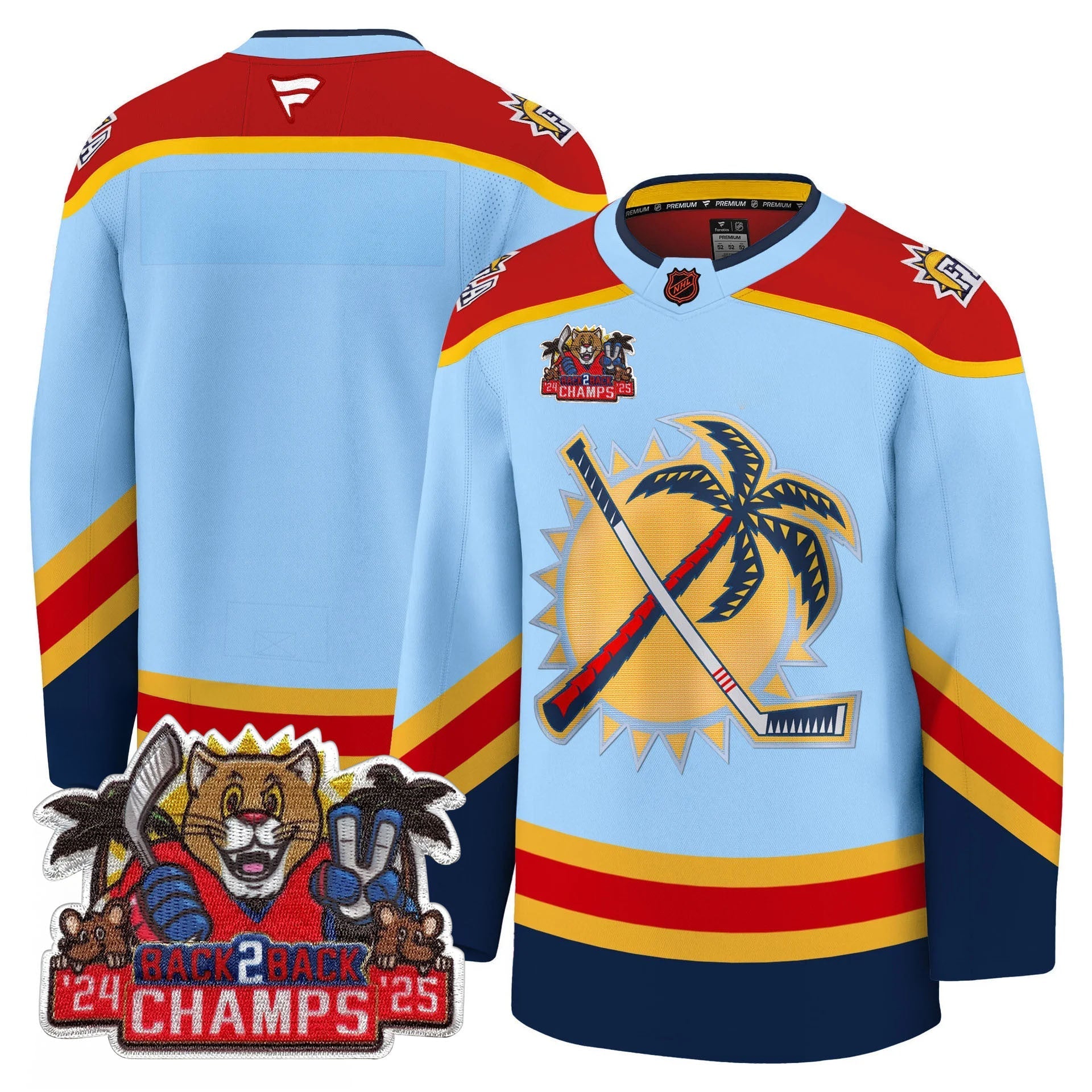 Men's Florida Panthers 2025 Stanley Cup B2B Champions Jersey - All Stitched