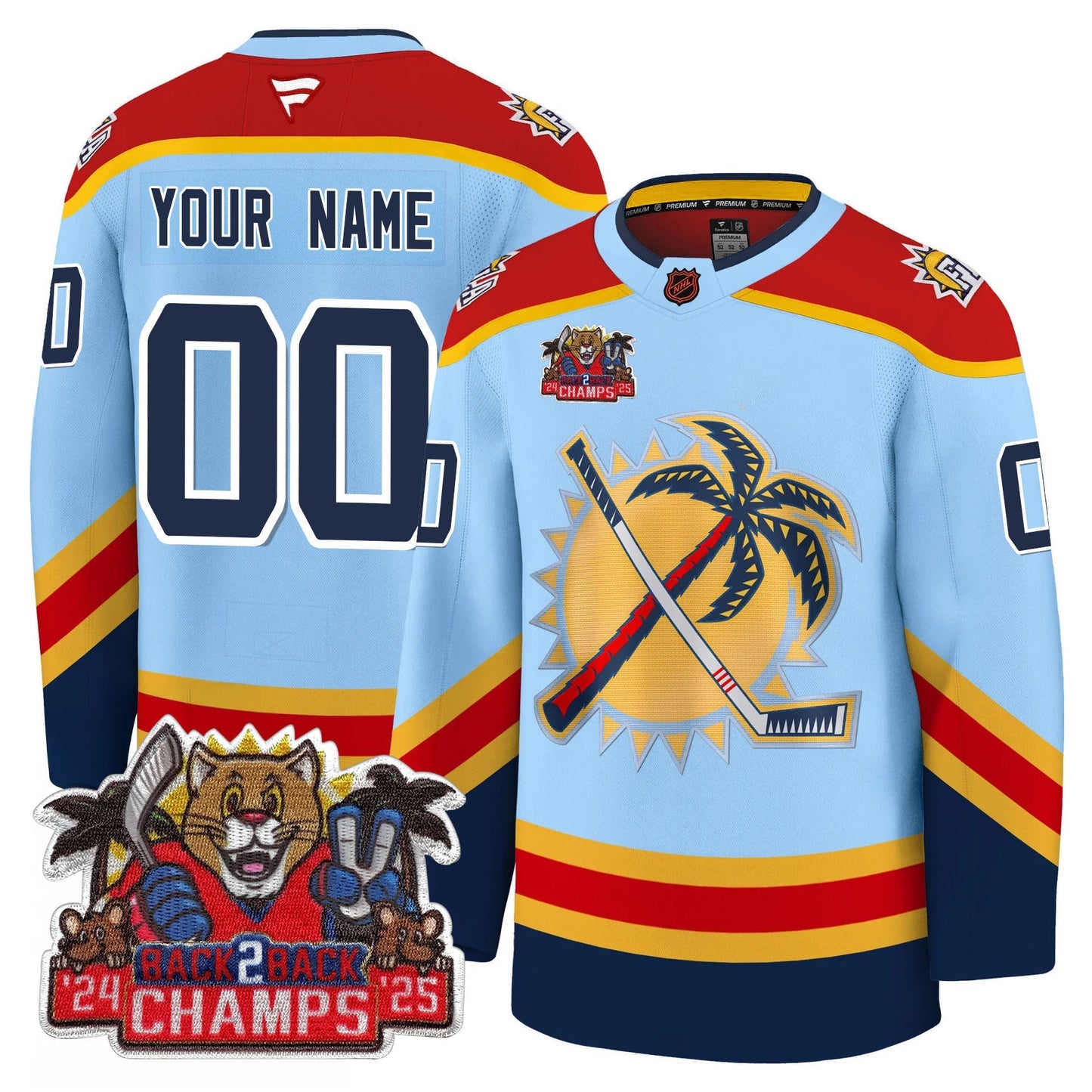Men's Florida Panthers 2025 Stanley Cup B2B Champions Jersey - All Stitched
