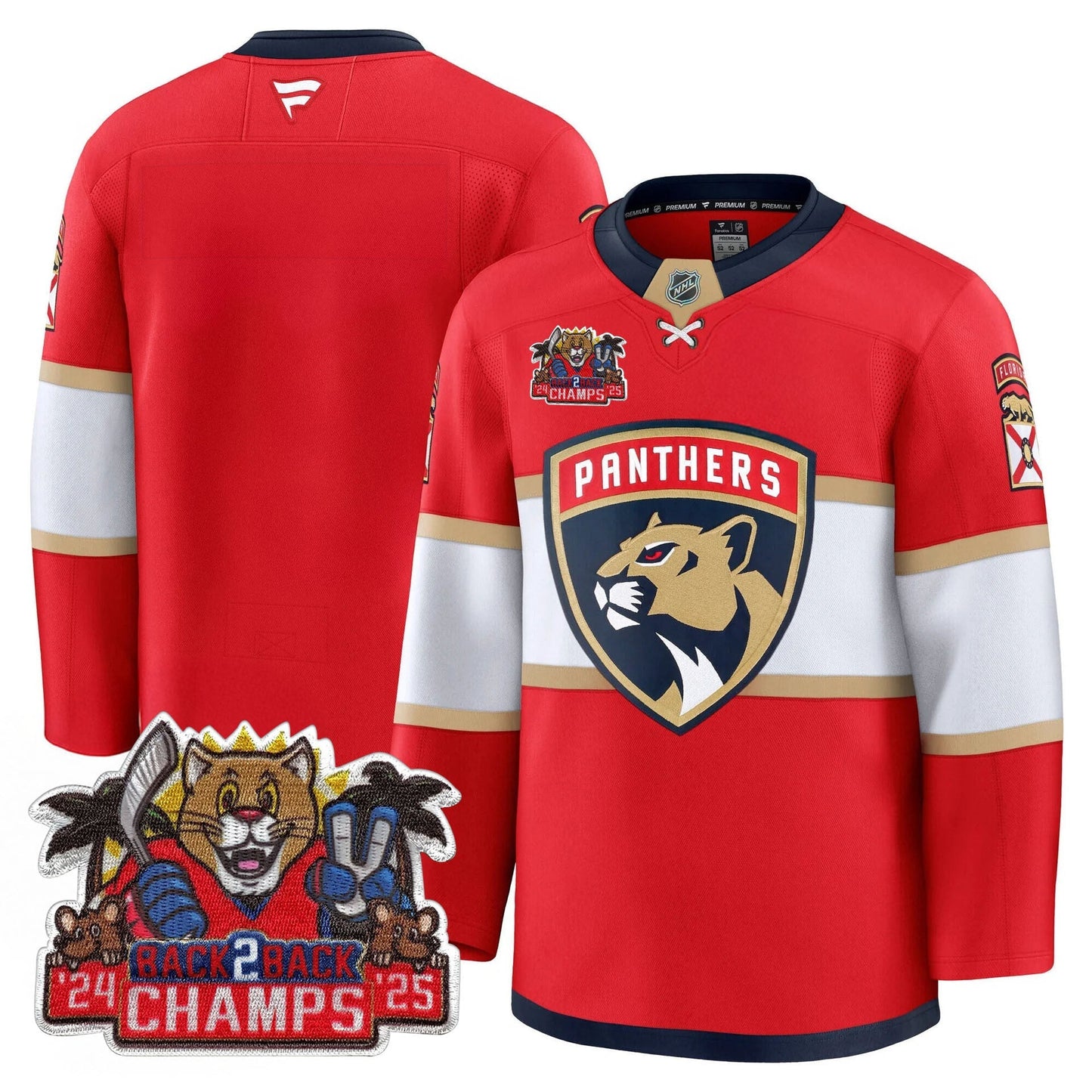 Men's Florida Panthers 2025 Stanley Cup B2B Champions Jersey - All Stitched