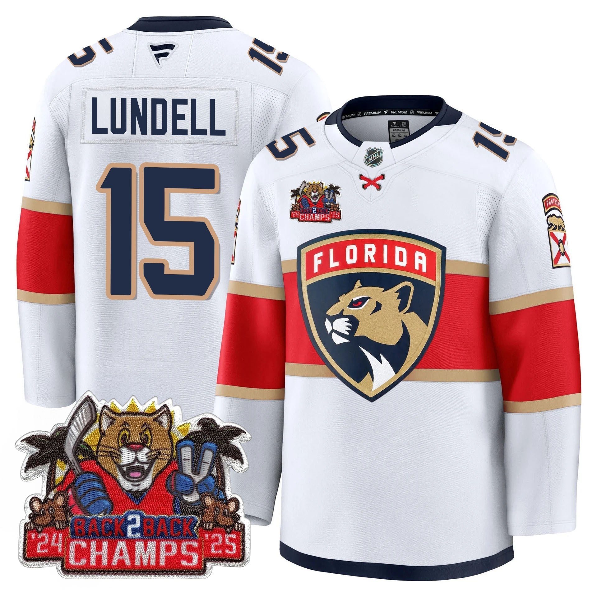 Men's Florida Panthers 2025 Stanley Cup B2B Champions Jersey - All Stitched