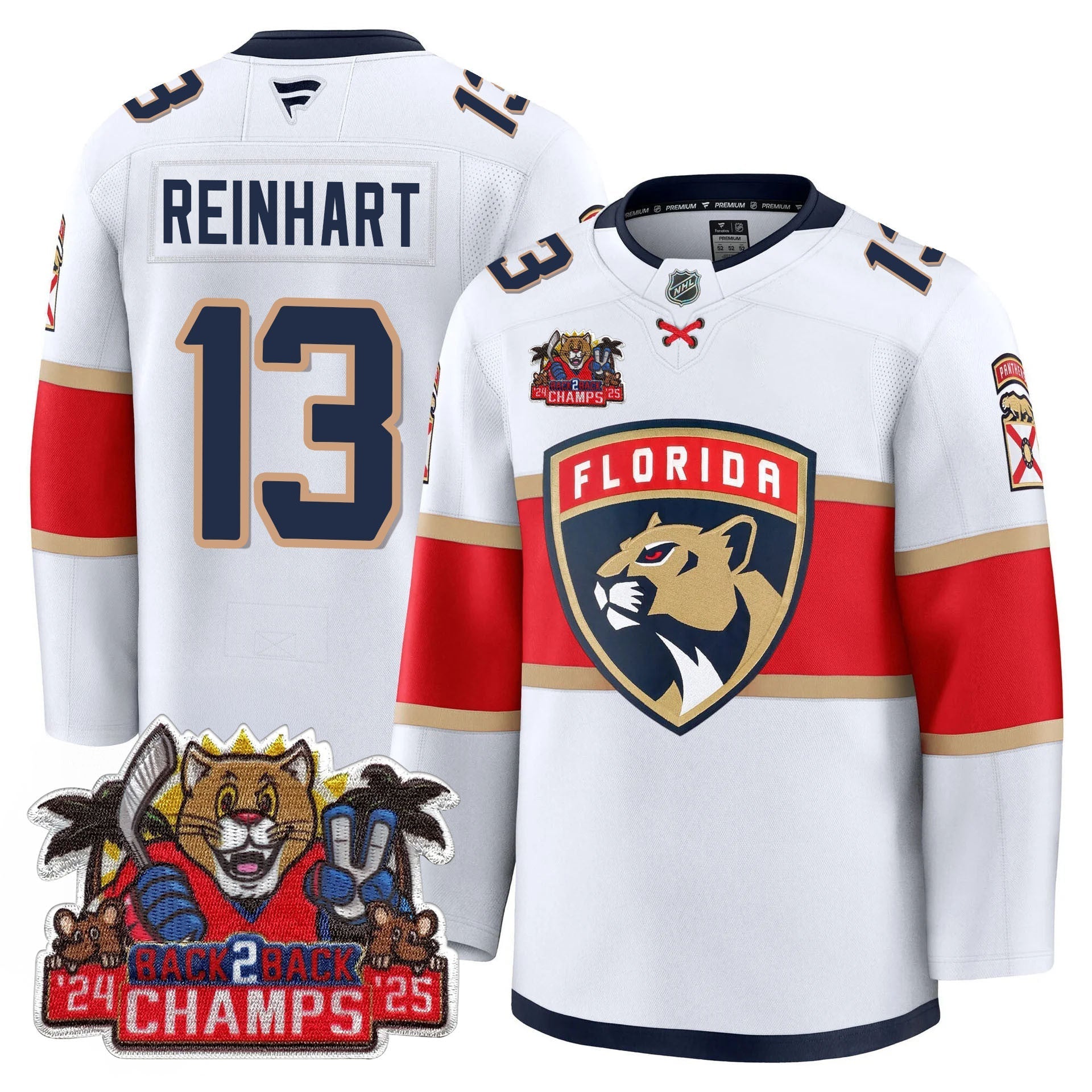 Men's Florida Panthers 2025 Stanley Cup B2B Champions Jersey - All Stitched
