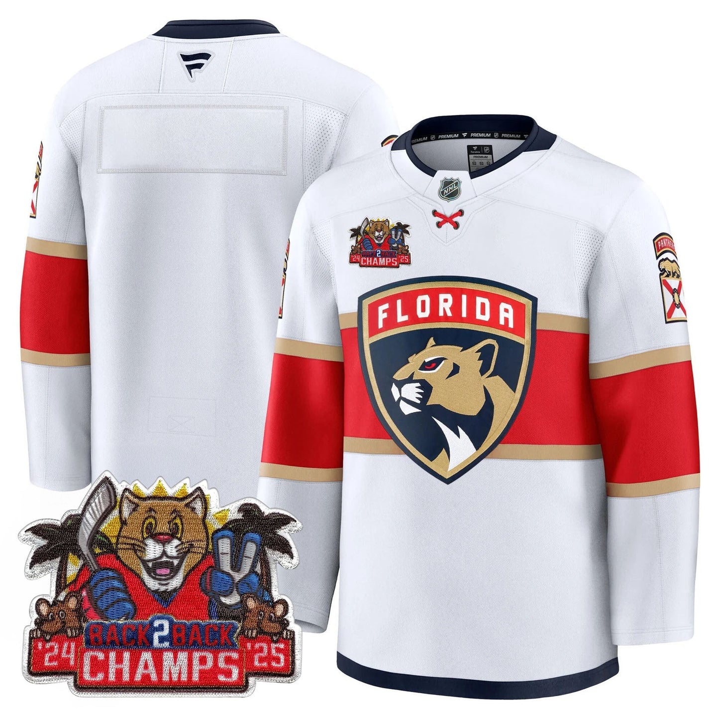 Men's Florida Panthers 2025 Stanley Cup B2B Champions Jersey - All Stitched