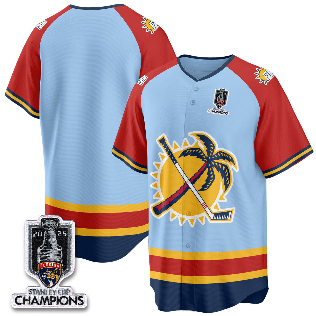 Men's Florida Panthers 2025 Stanley Cup Champions Baseball Jersey - All Stitched