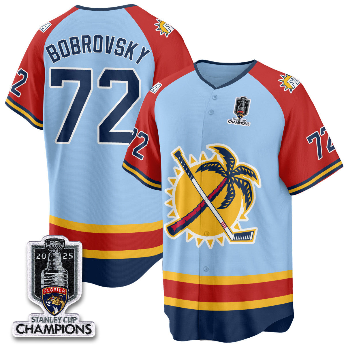 Men's Florida Panthers 2025 Stanley Cup Champions Baseball Jersey - All Stitched