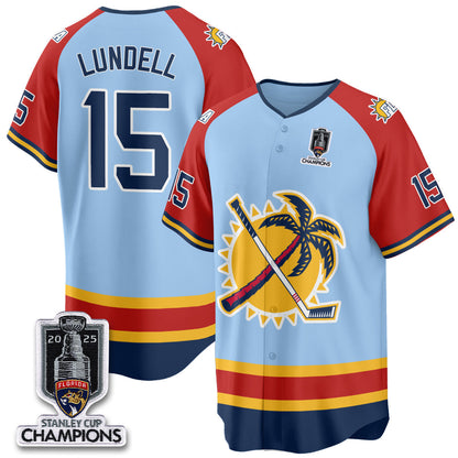 Men's Florida Panthers 2025 Stanley Cup Champions Baseball Jersey - All Stitched