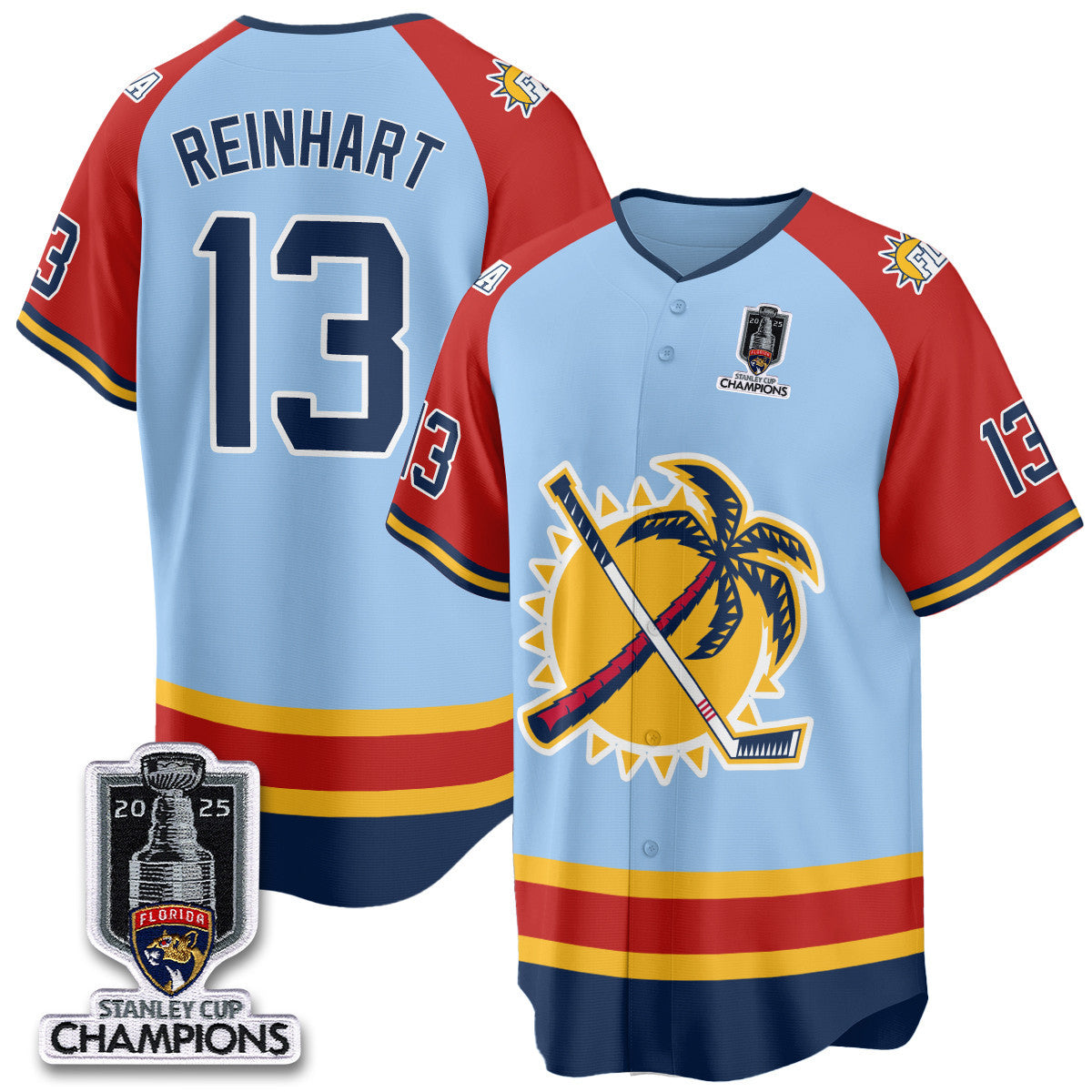 Men's Florida Panthers 2025 Stanley Cup Champions Baseball Jersey - All Stitched