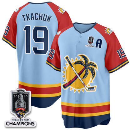 Men's Florida Panthers 2025 Stanley Cup Champions Baseball Jersey - All Stitched