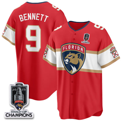 Men's Florida Panthers 2025 Stanley Cup Champions Baseball Jersey - All Stitched