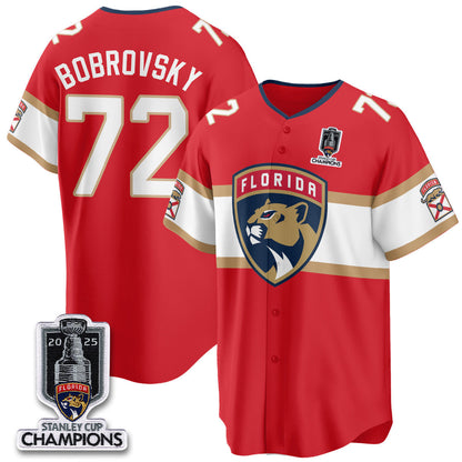 Men's Florida Panthers 2025 Stanley Cup Champions Baseball Jersey - All Stitched