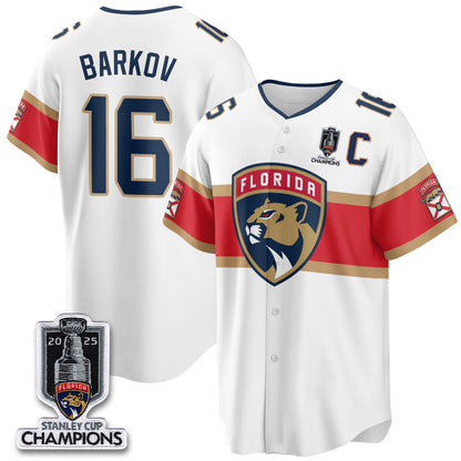 Men's Florida Panthers 2025 Stanley Cup Champions Baseball Jersey - All Stitched