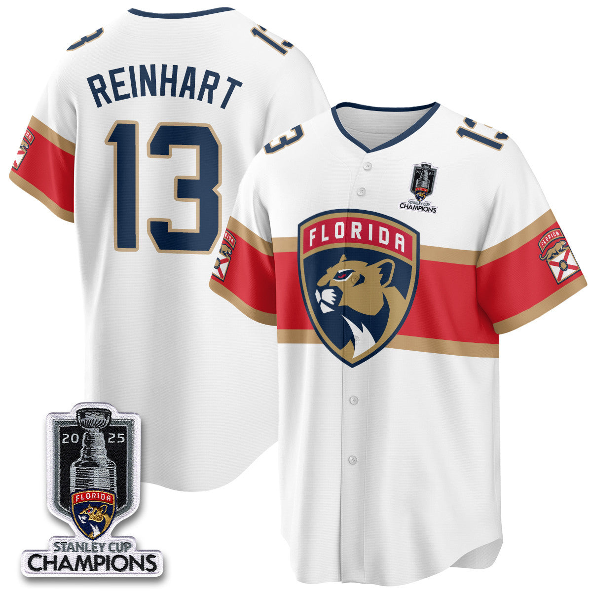 Men's Florida Panthers 2025 Stanley Cup Champions Baseball Jersey - All Stitched