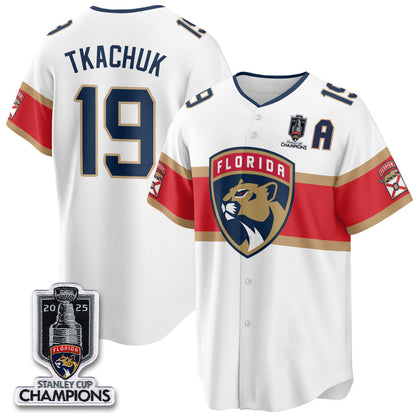 Men's Florida Panthers 2025 Stanley Cup Champions Baseball Jersey - All Stitched