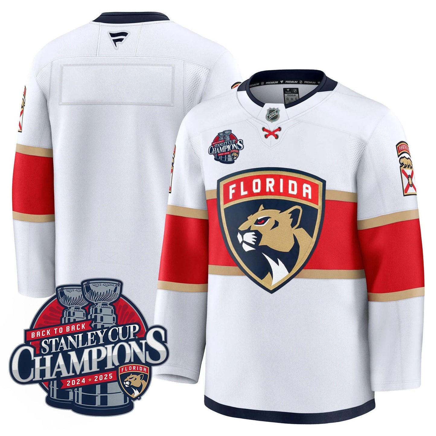 Men's Florida Panthers 2025 Stanley Cup B2B Champions Jersey N1 - All Stitched