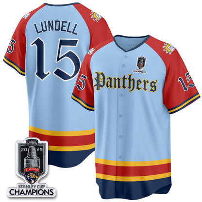 Men's Florida Panthers 2025 Stanley Cup Champions Baseball Jersey V2 - All Stitched