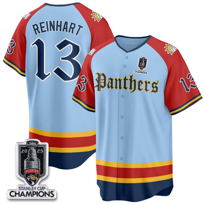 Men's Florida Panthers 2025 Stanley Cup Champions Baseball Jersey V2 - All Stitched