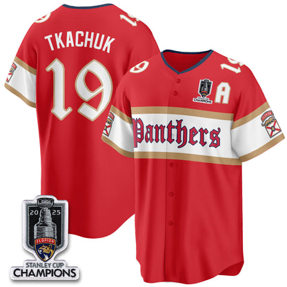 Men's Florida Panthers 2025 Stanley Cup Champions Baseball Jersey V2 - All Stitched