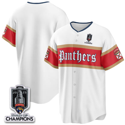 Men's Florida Panthers 2025 Stanley Cup Champions Baseball Jersey V2 - All Stitched