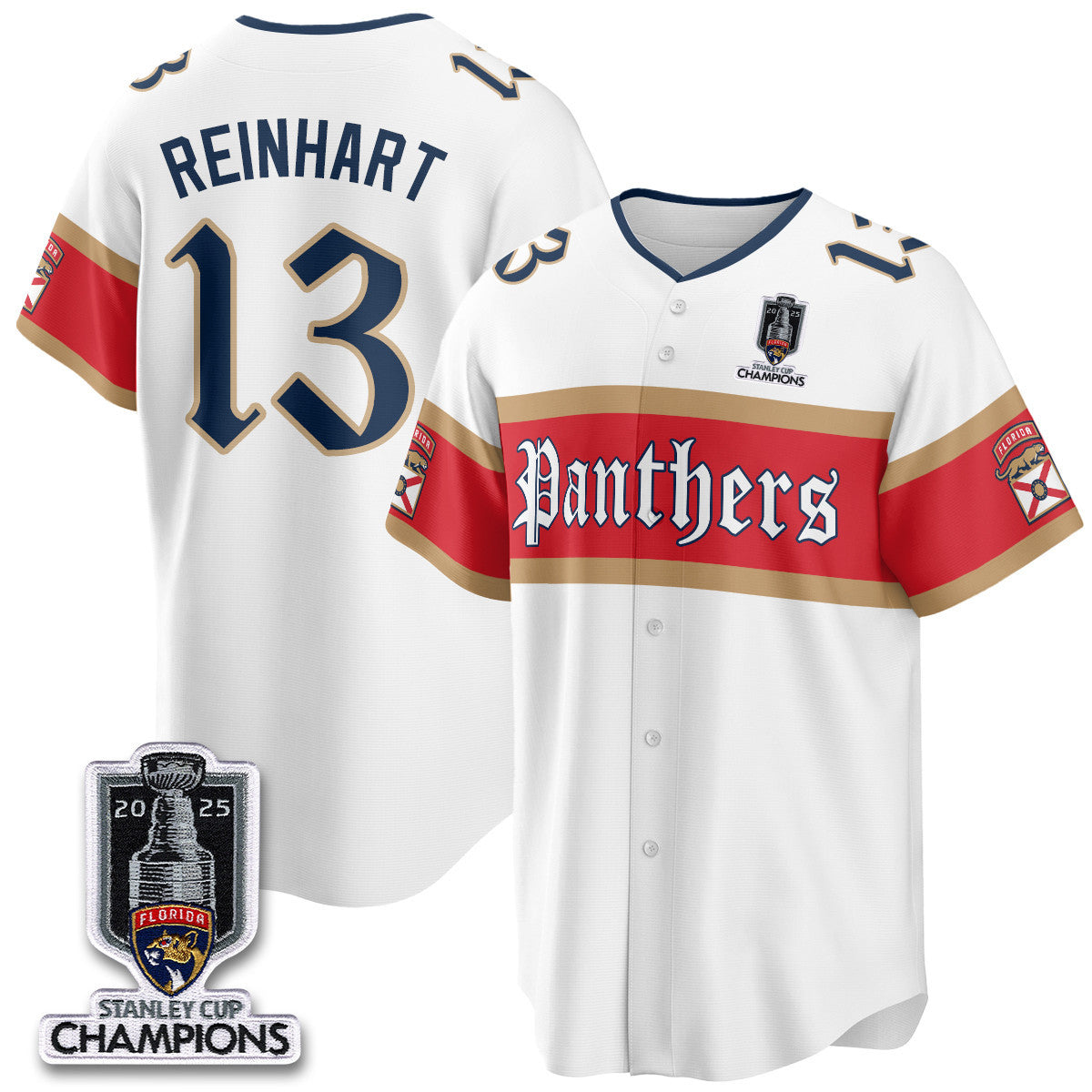 Men's Florida Panthers 2025 Stanley Cup Champions Baseball Jersey V2 - All Stitched