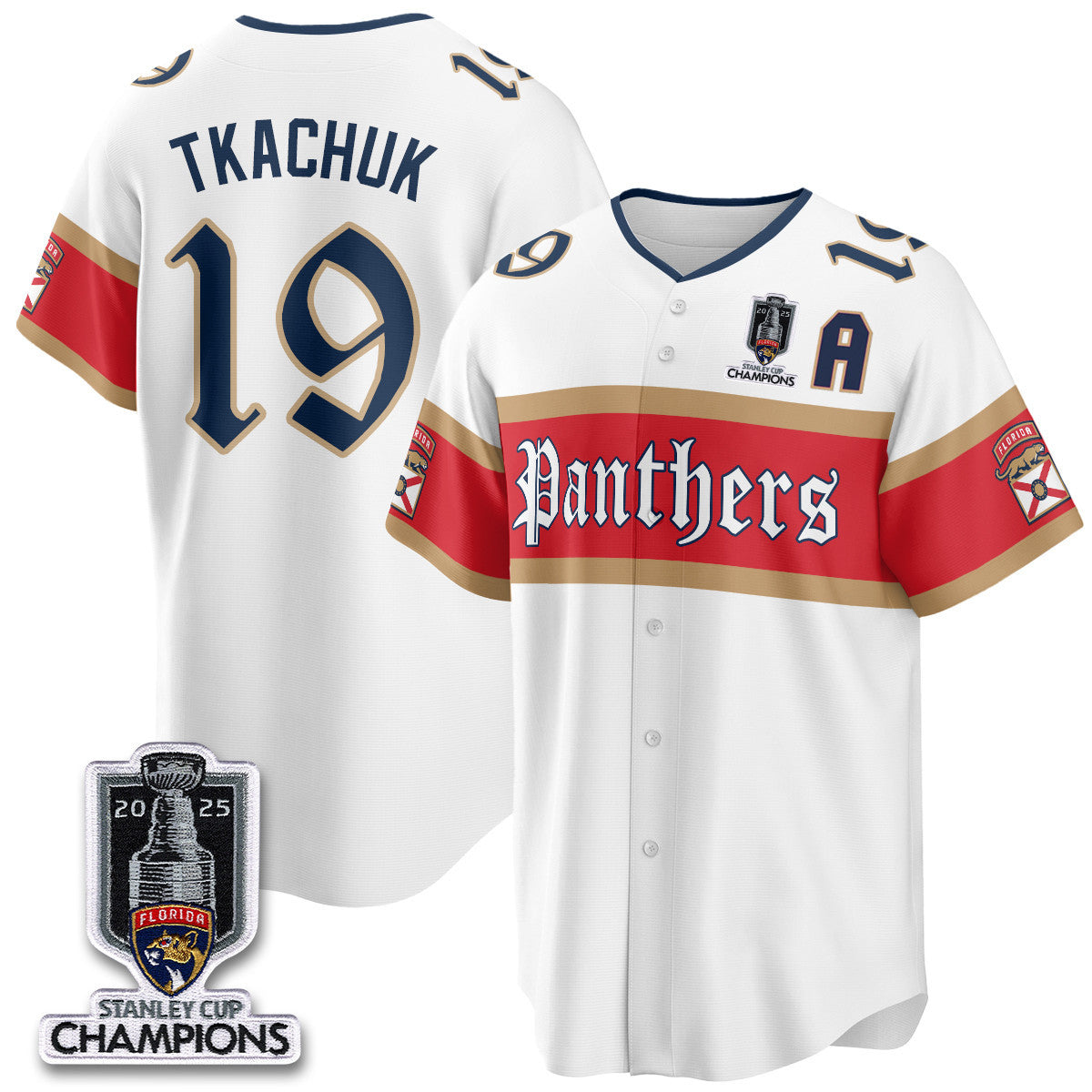 Men's Florida Panthers 2025 Stanley Cup Champions Baseball Jersey V2 - All Stitched