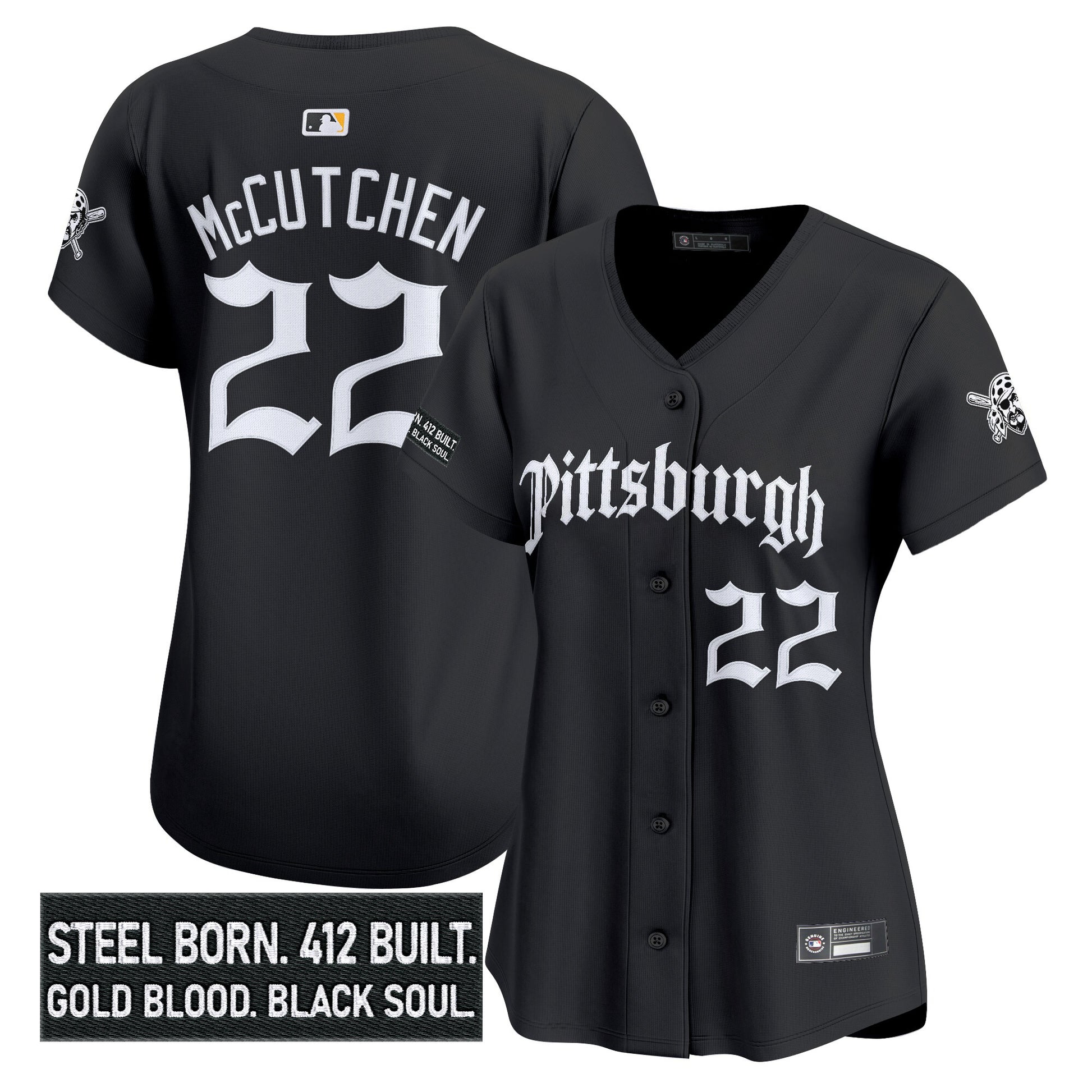 Women's Pittsburgh Pirates 'Gothic Steel City Edition' Vapor Premier Limited Jersey - All Stitched
