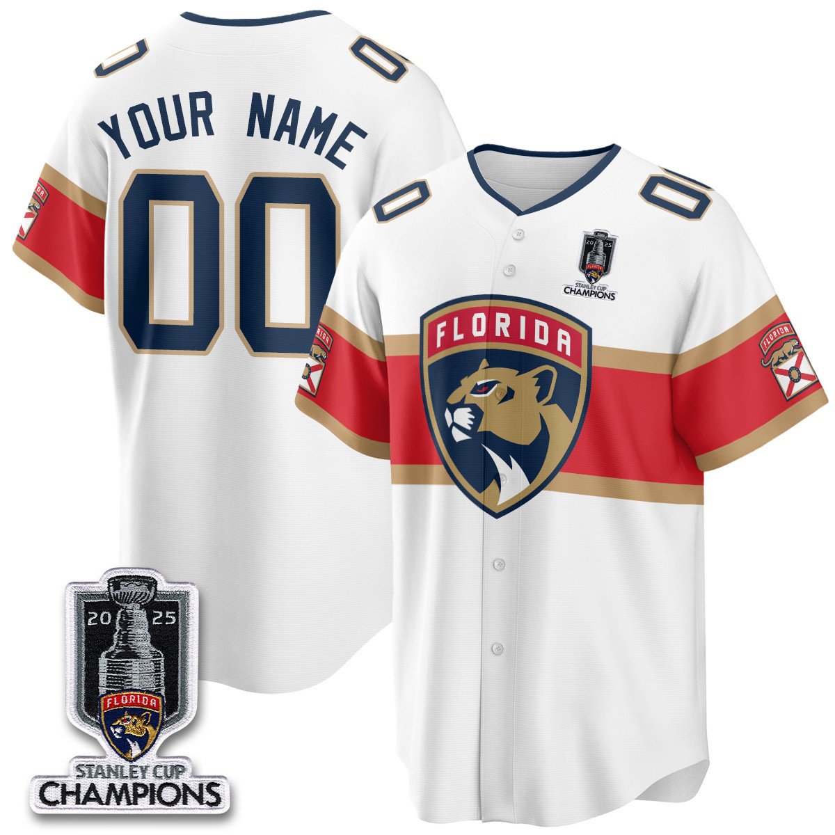 Florida Panthers 2025 Stanley Cup Champions Baseball Custom Jersey - All Stitched