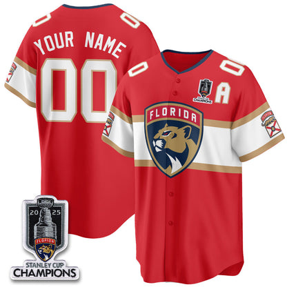 Florida Panthers 2025 Stanley Cup Champions Baseball Custom Jersey - All Stitched