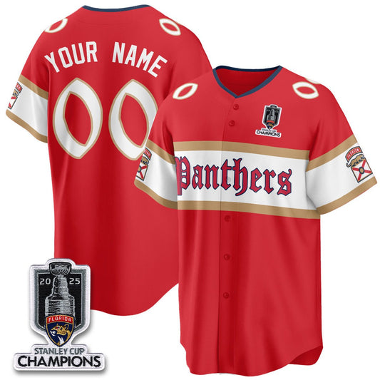 Florida Panthers 2025 Stanley Cup Champions Baseball Custom Jersey V2 - All Stitched