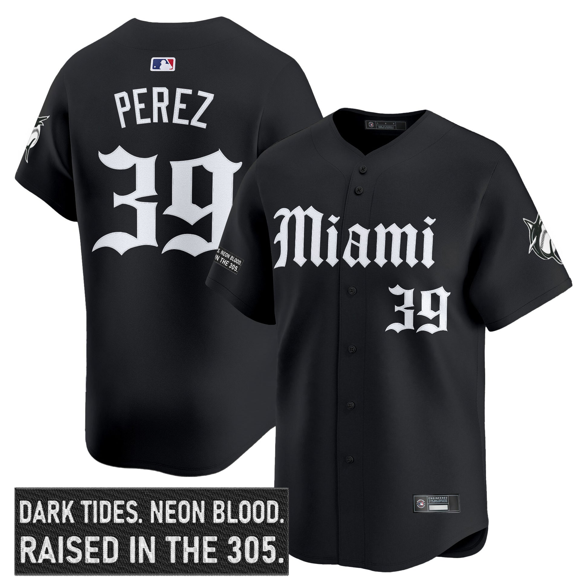 Men's Miami Marlins 'Gothic Vice Edition' Vapor Premier Limited Jersey - All Stitched