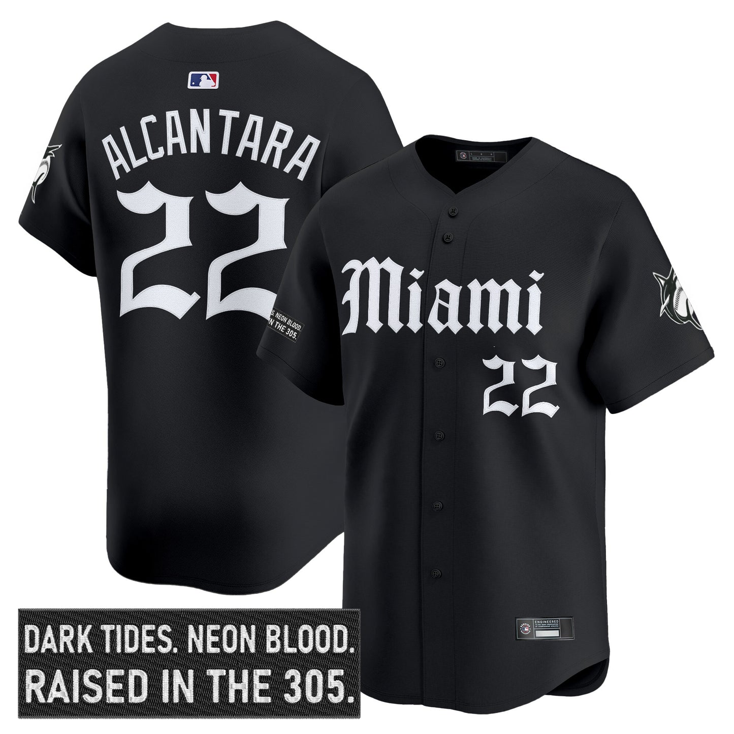 Men's Miami Marlins 'Gothic Vice Edition' Vapor Premier Limited Jersey - All Stitched