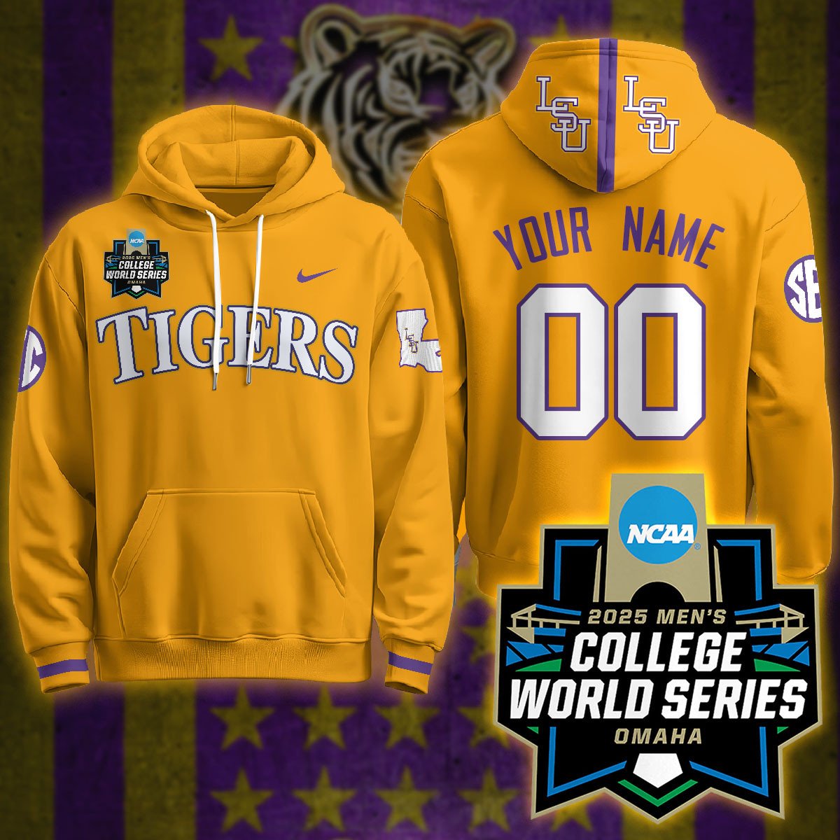 Custom LSU Tigers 2025 World Series Limited Hoodie - All Stitched