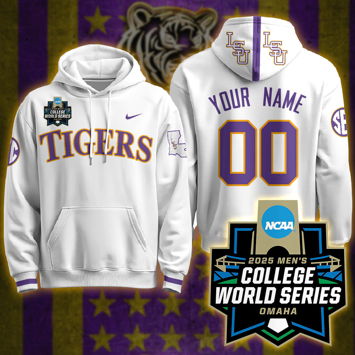 Custom LSU Tigers 2025 World Series Limited Hoodie - All Stitched