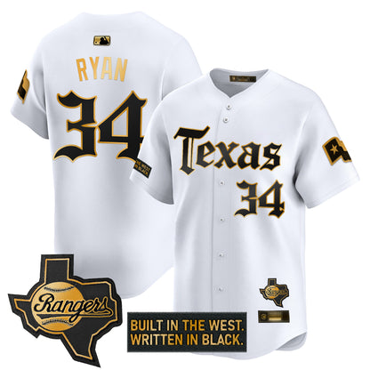 Men's Texas Rangers 'Gothic Frontier Edition' Gold Vapor Premier Limited Jersey - All Stitched