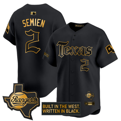 Men's Texas Rangers 'Gothic Frontier Edition' Gold Vapor Premier Limited Jersey - All Stitched
