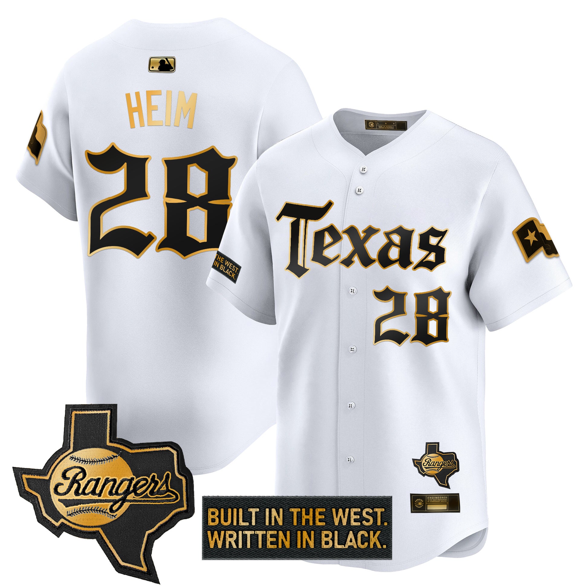 Men's Texas Rangers 'Gothic Frontier Edition' Gold Vapor Premier Limited Jersey - All Stitched
