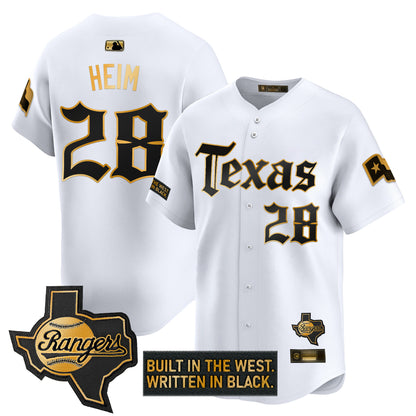Men's Texas Rangers 'Gothic Frontier Edition' Gold Vapor Premier Limited Jersey - All Stitched