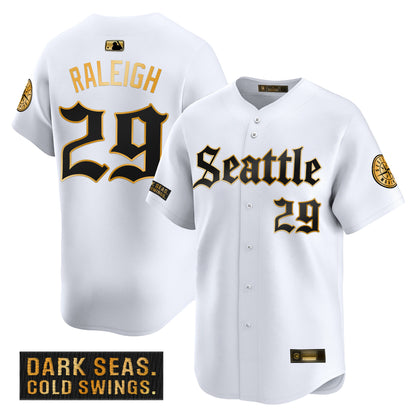 Men's Seattle Mariners 'Deep Sea Gothic Edition' Gold Vapor Premier Limited Jersey - All Stitched
