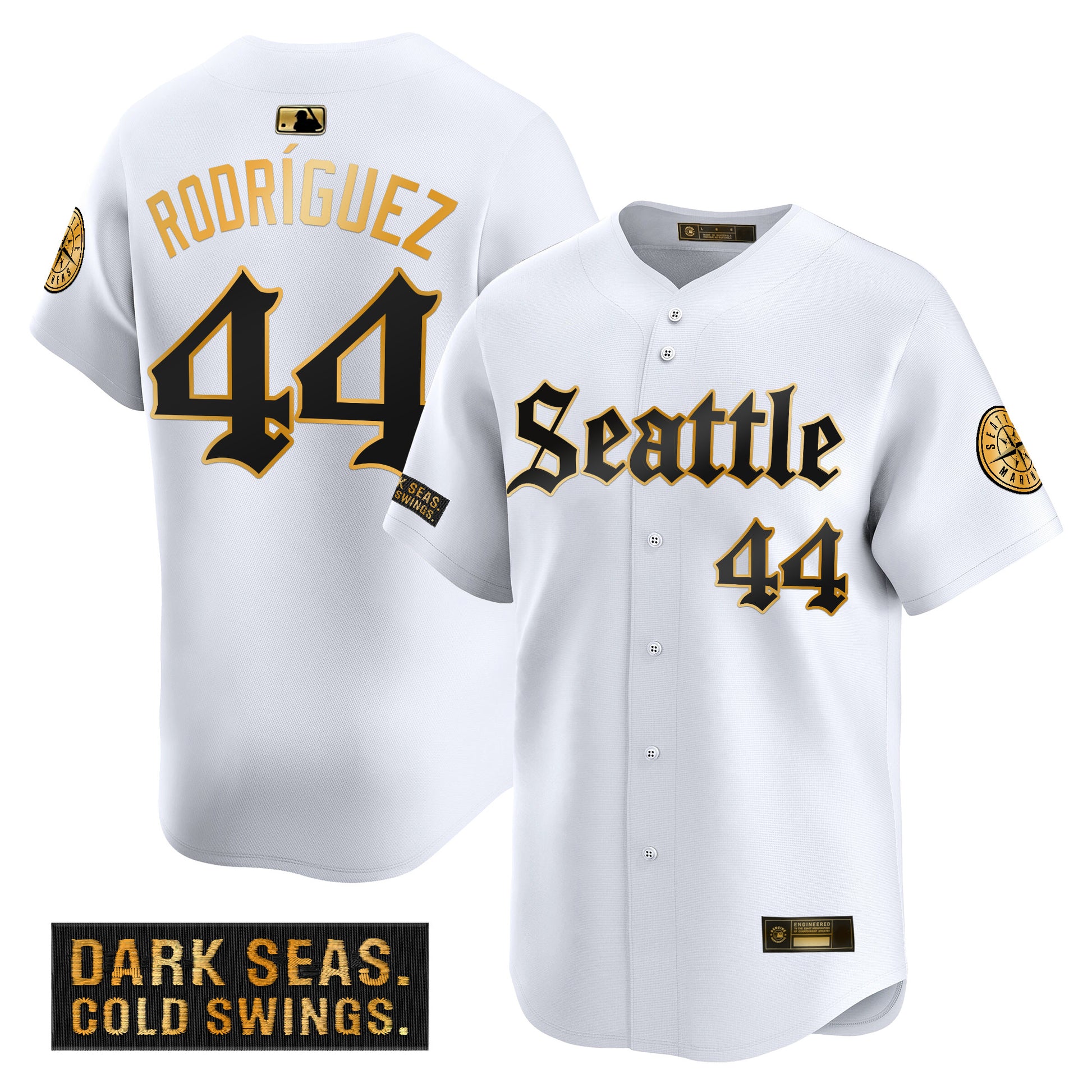 Men's Seattle Mariners 'Deep Sea Gothic Edition' Gold Vapor Premier Limited Jersey - All Stitched