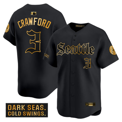Men's Seattle Mariners 'Deep Sea Gothic Edition' Gold Vapor Premier Limited Jersey - All Stitched