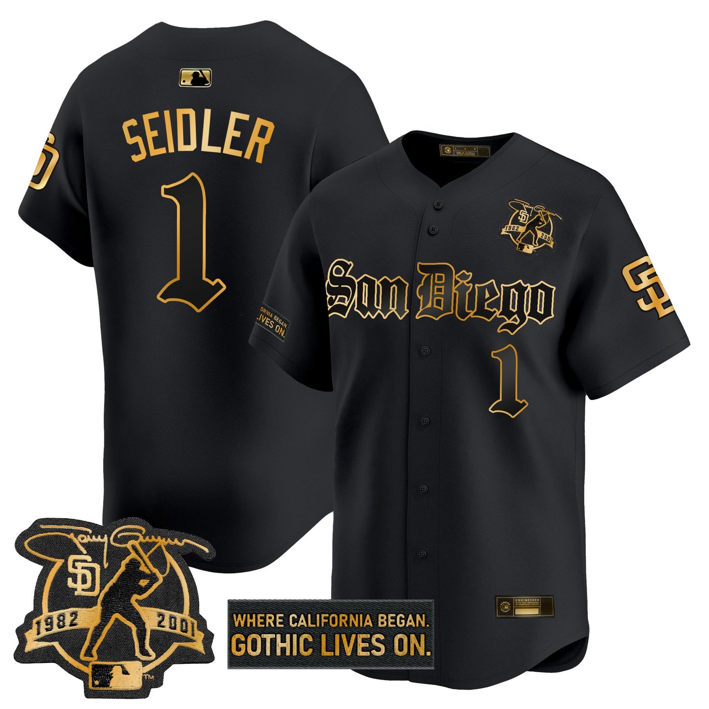 SD 'Gothic Edition' Gold Vapor Premier Limited Jersey - All Stitched