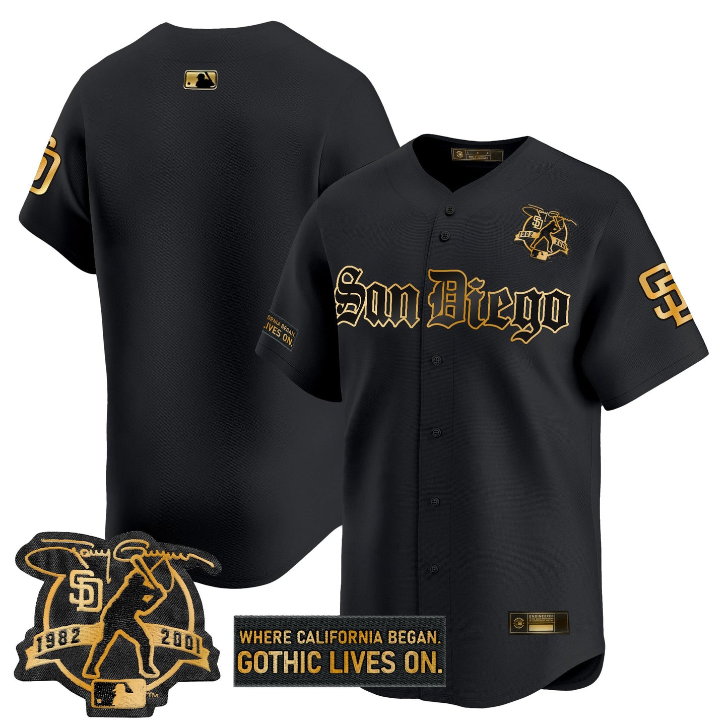 SD 'Gothic Edition' Gold Vapor Premier Limited Jersey - All Stitched