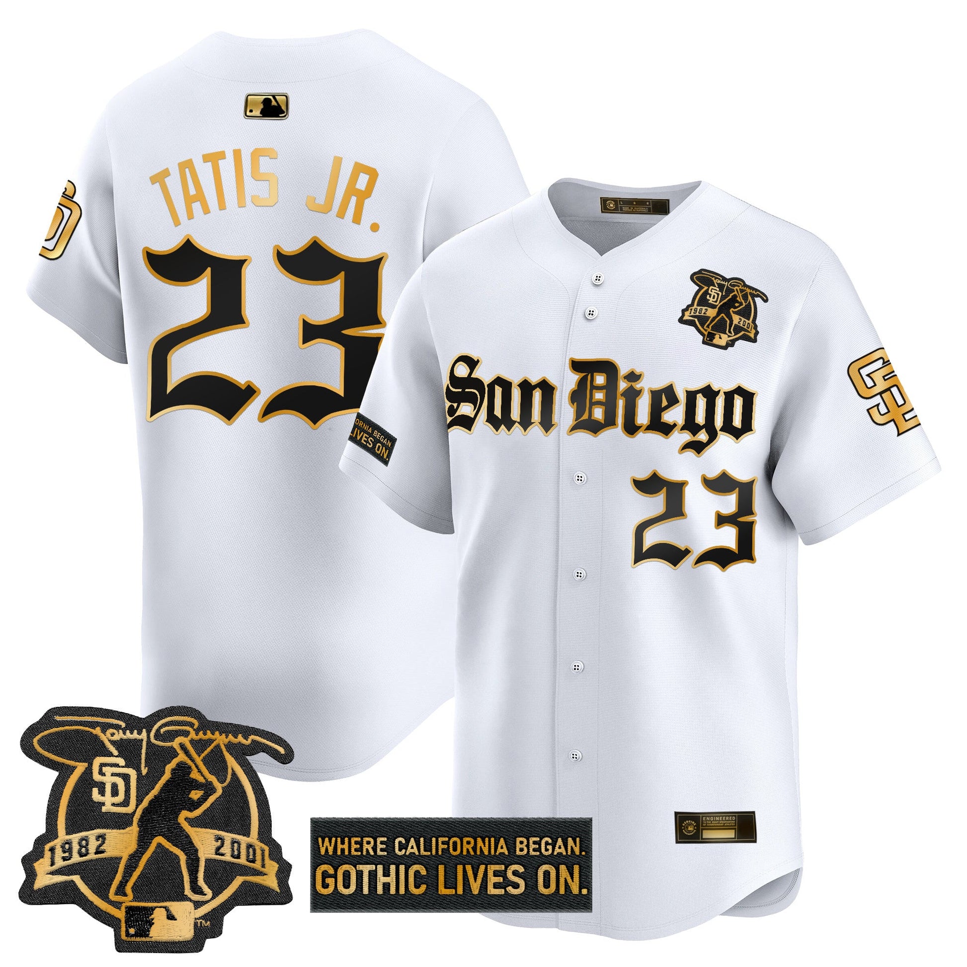 SD 'Gothic Edition' Gold Vapor Premier Limited Jersey - All Stitched