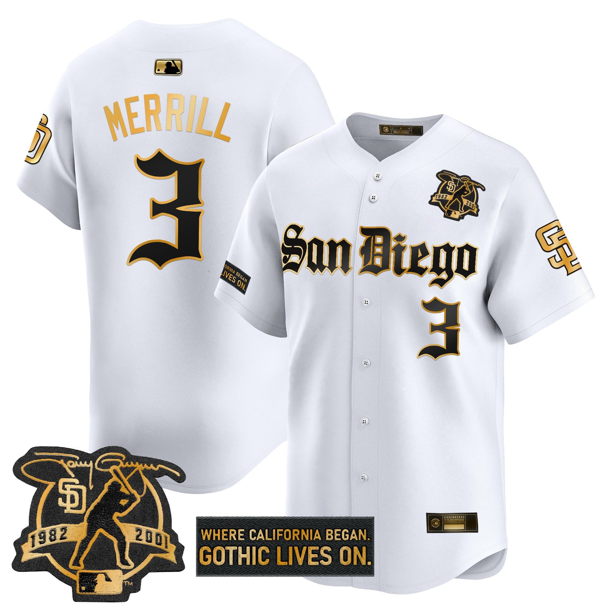 SD 'Gothic Edition' Gold Vapor Premier Limited Jersey - All Stitched