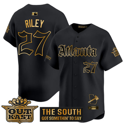 Men's Atlanta Braves 'Gothic South x Outkast Edition' Gold Vapor Premier Limited Jersey - All Stitched
