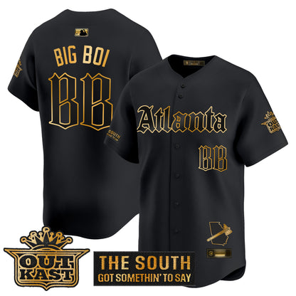 Men's Atlanta Braves 'Gothic South x Outkast Edition' Gold Vapor Premier Limited Jersey - All Stitched