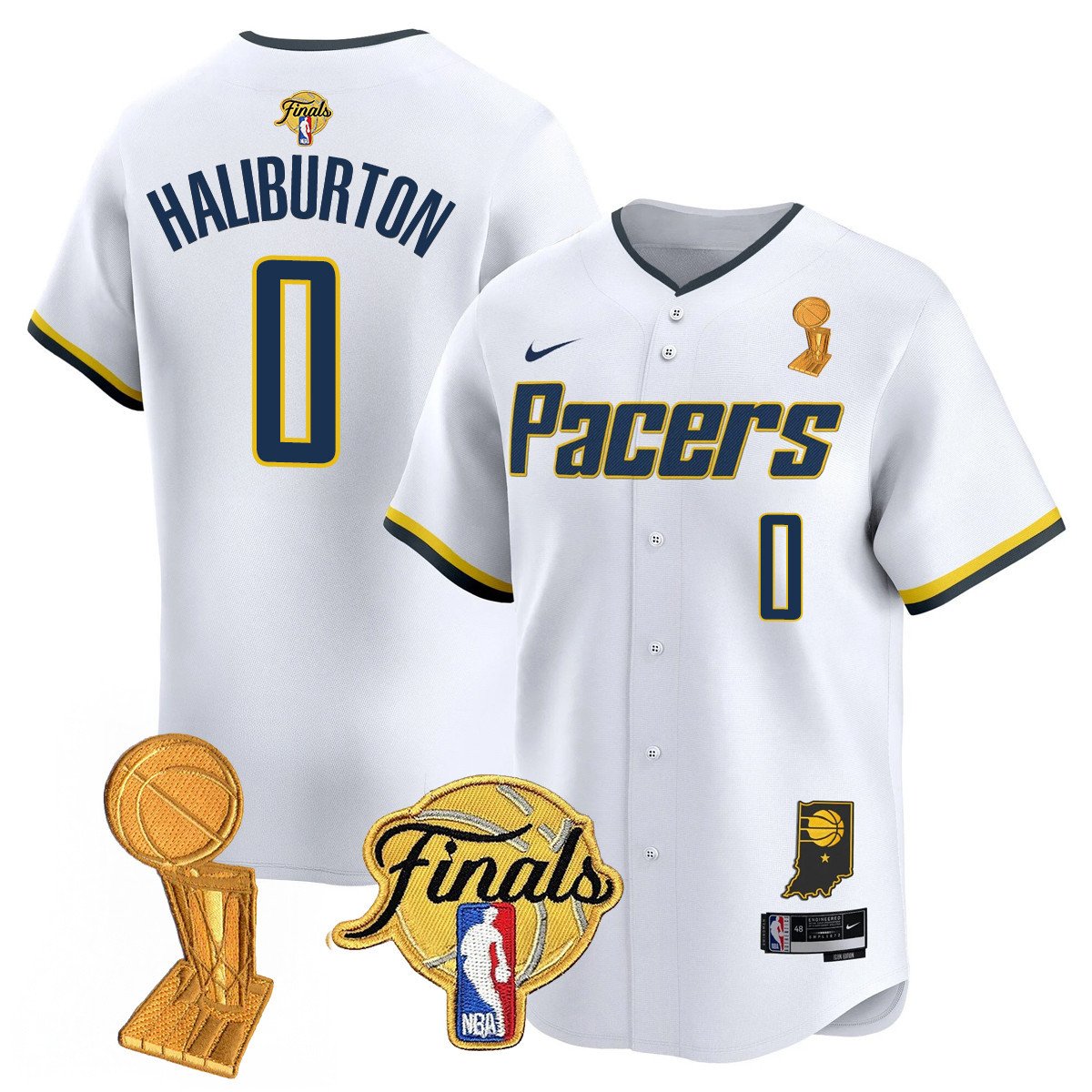Men's Indiana Pacers Swingman Baseball Jersey - Final + Trophy Patch - All Stitched