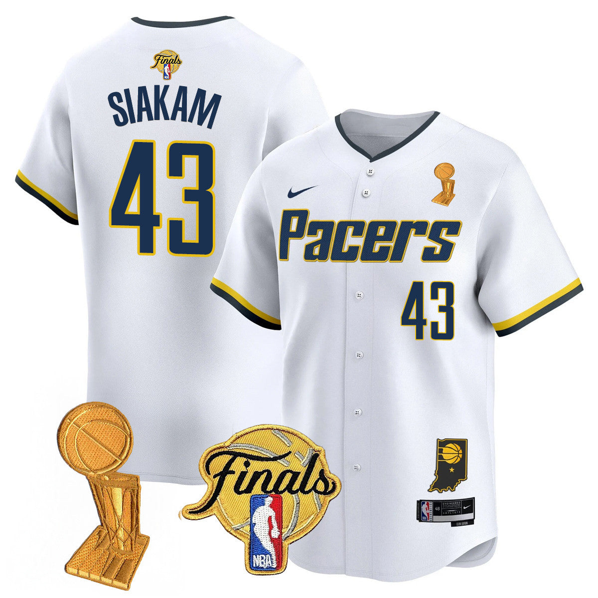 Men's Indiana Pacers Swingman Baseball Jersey - Final + Trophy Patch - All Stitched