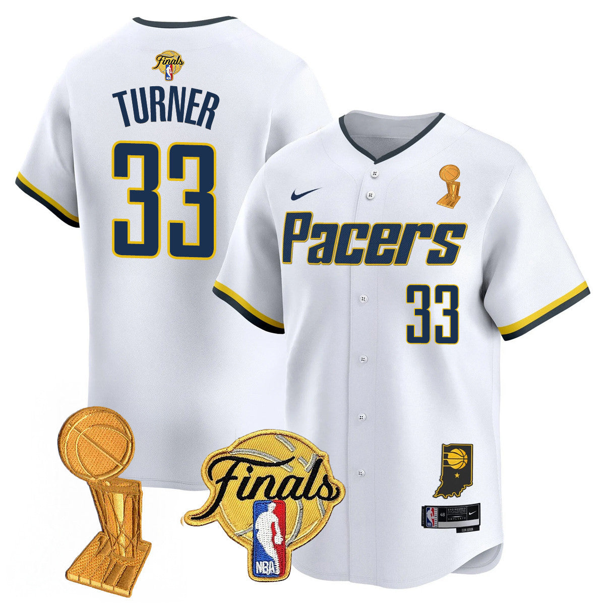 Men's Indiana Pacers Swingman Baseball Jersey - Final + Trophy Patch - All Stitched