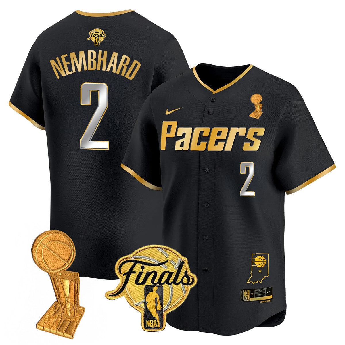 Men's Indiana Pacers Swingman Baseball Jersey - Final + Trophy Patch - All Stitched