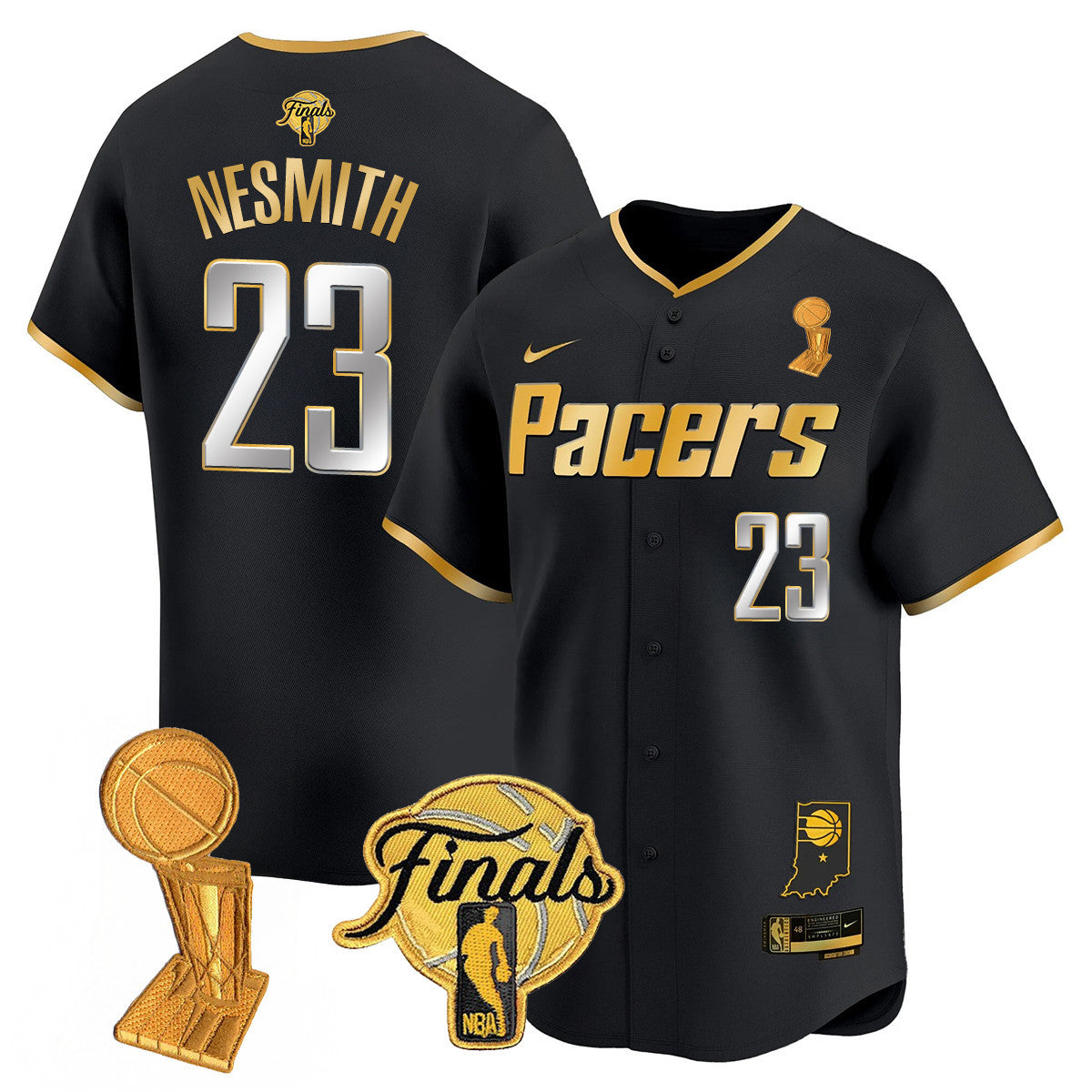 Men's Indiana Pacers Swingman Baseball Jersey - Final + Trophy Patch - All Stitched